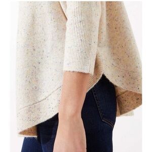 Cabincore Cozycore LOFT Flecked Mock Neck Poncho Sweater large petite LP